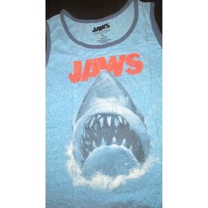 Jaws Shark Graphic Tank Top Men's XL Blue Sleeveless Movie Tee